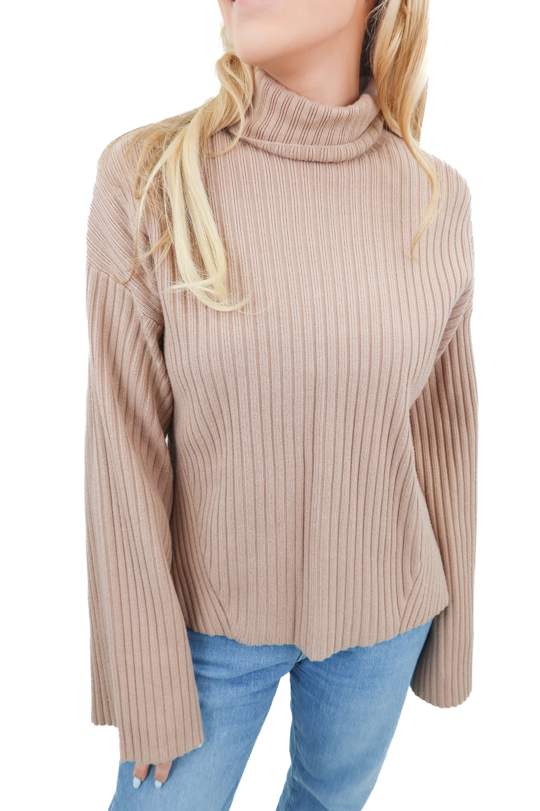 joe's tan turtleneck sweater (L; retail $188)
