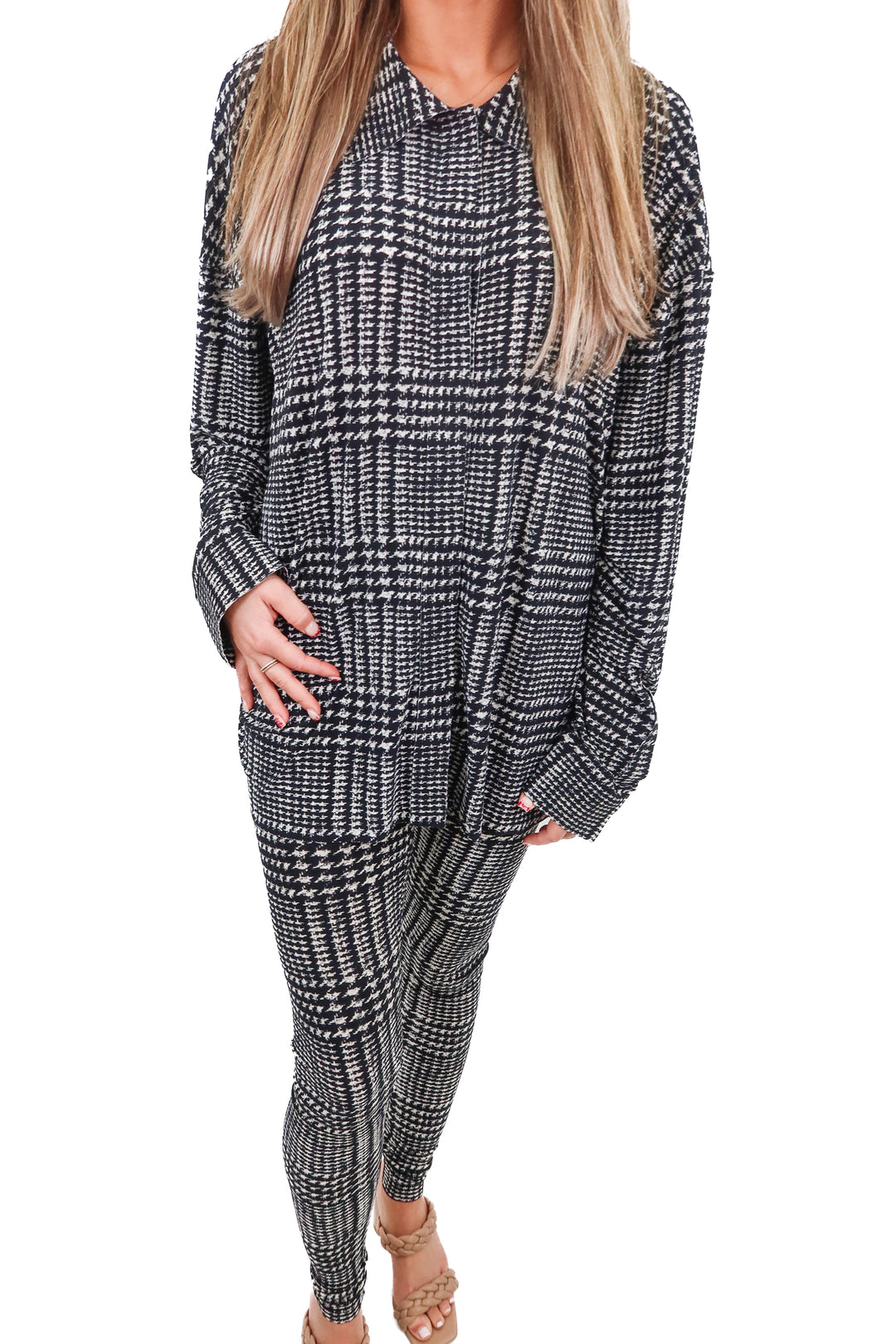 Norma kamali houndstooth set (S; retail $525)