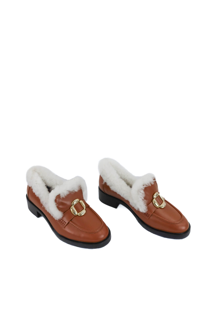 larroude brown fur loafer (8.5; retail $390)