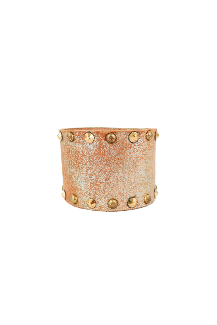 studded leather metallic gold cuff bracelet