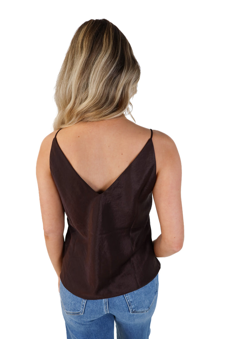 Madewell dark brown satin tank (xs; retails for $68)