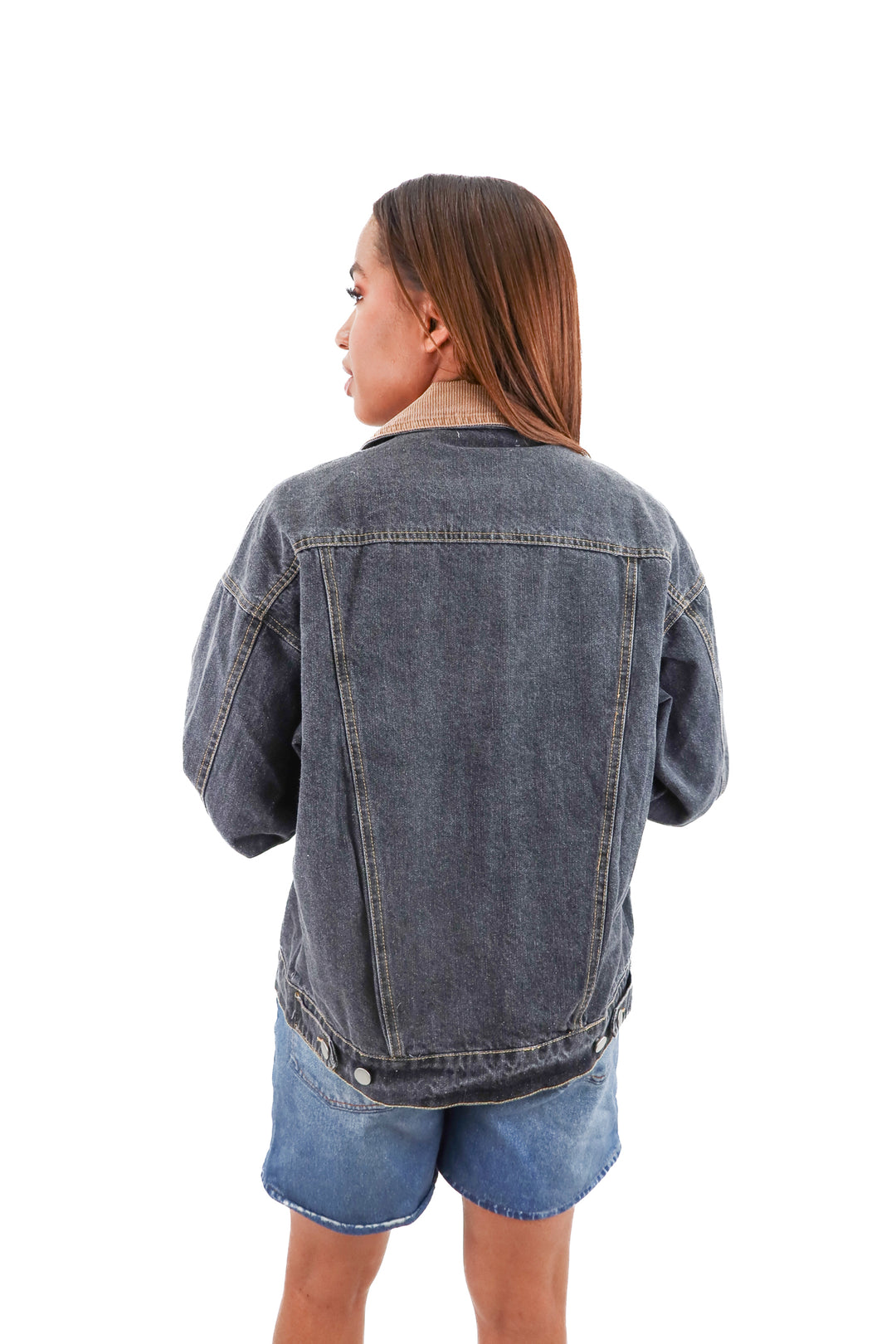 12th tribe black/brown collar denim jacket NWT (s; retail $138)