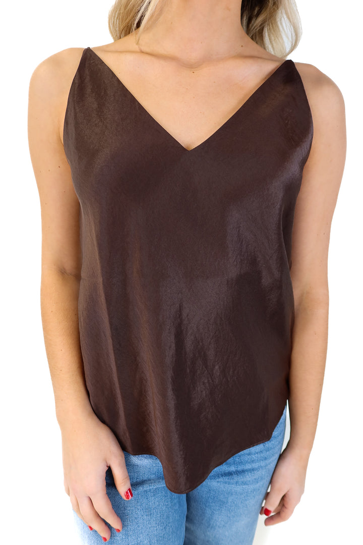 Madewell dark brown satin tank (xs; retails for $68)