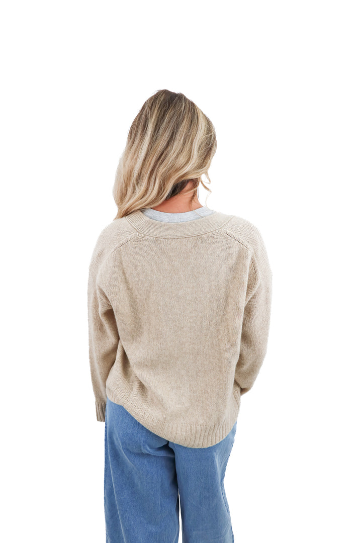 ogd brown heathered cardigan (m; retail $228)