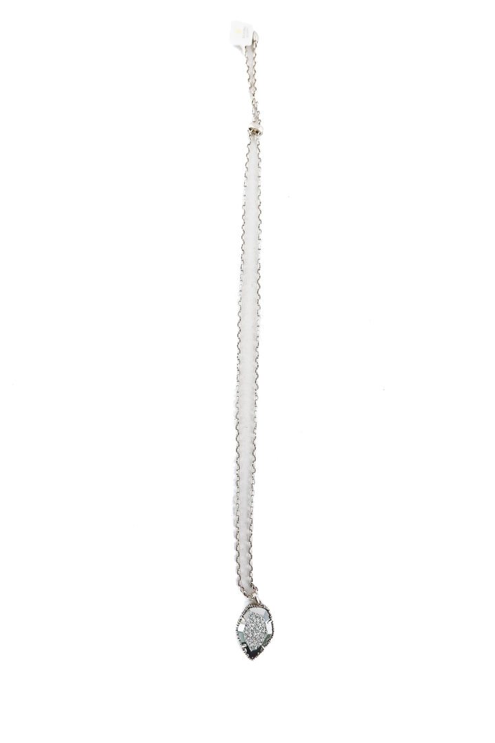 kendra scott tessa silver druzy pendant with rose embossment NWT(retail $150)
