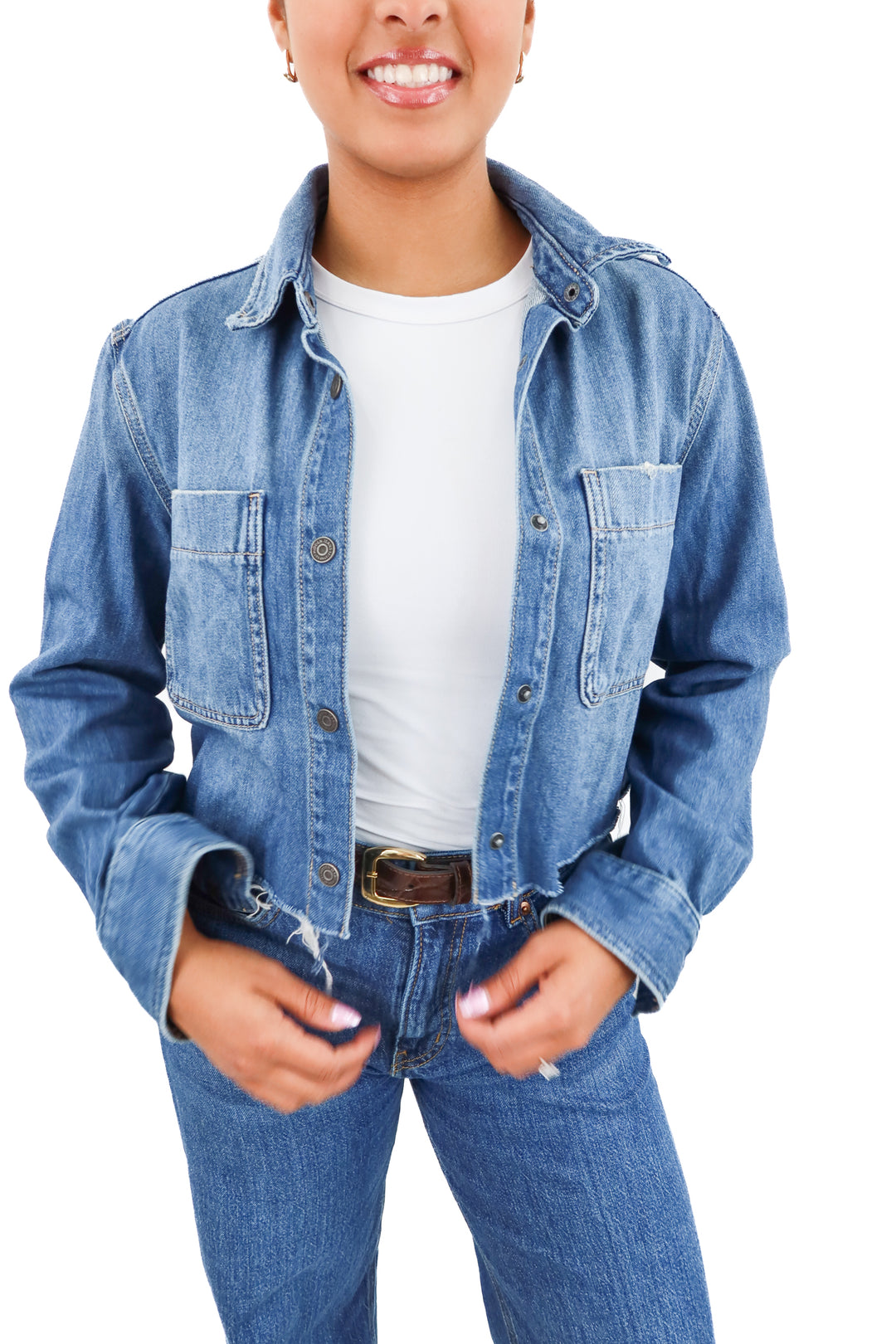 hidden denim cropped raw hem (s; retail $75)