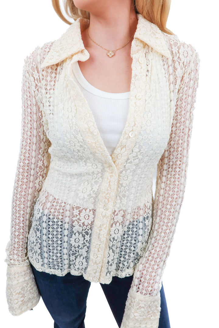 L'academie lace cream top NWT (M)