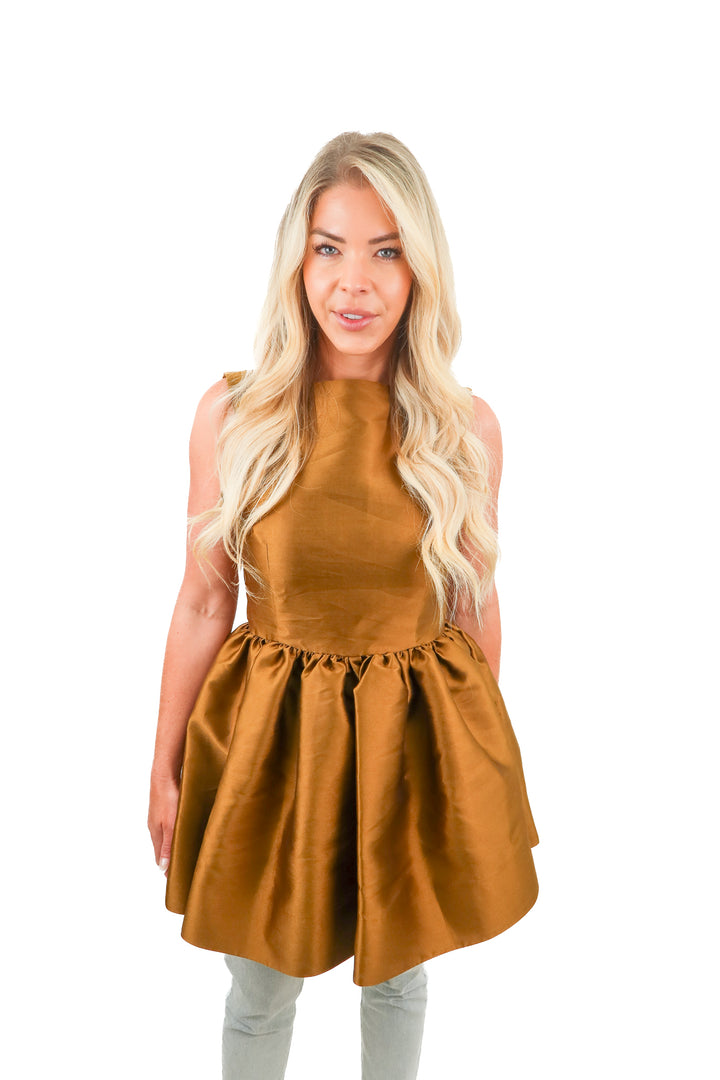 solace london gold pleated top (6; retail $575)