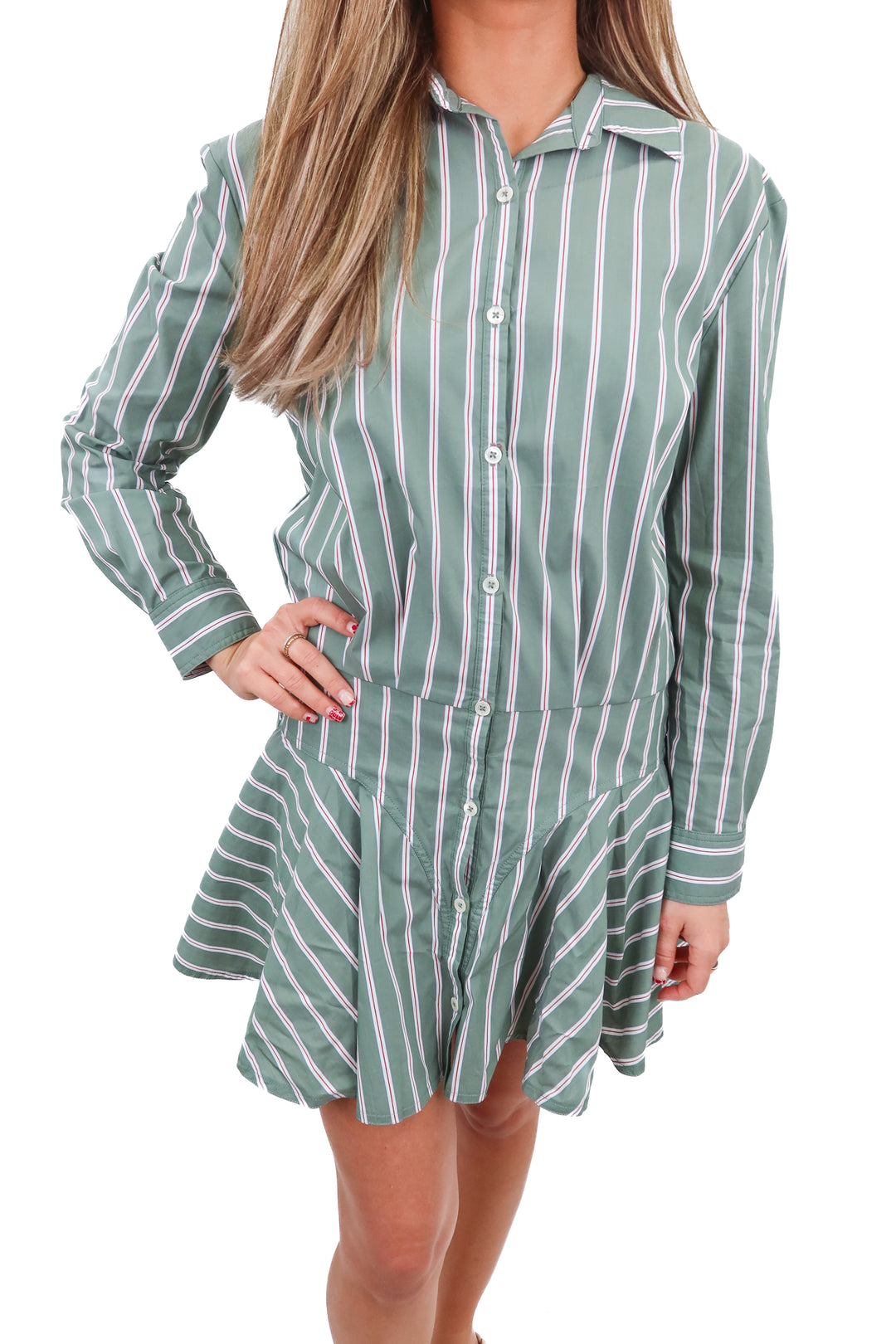 Saylor striped button dress (S)