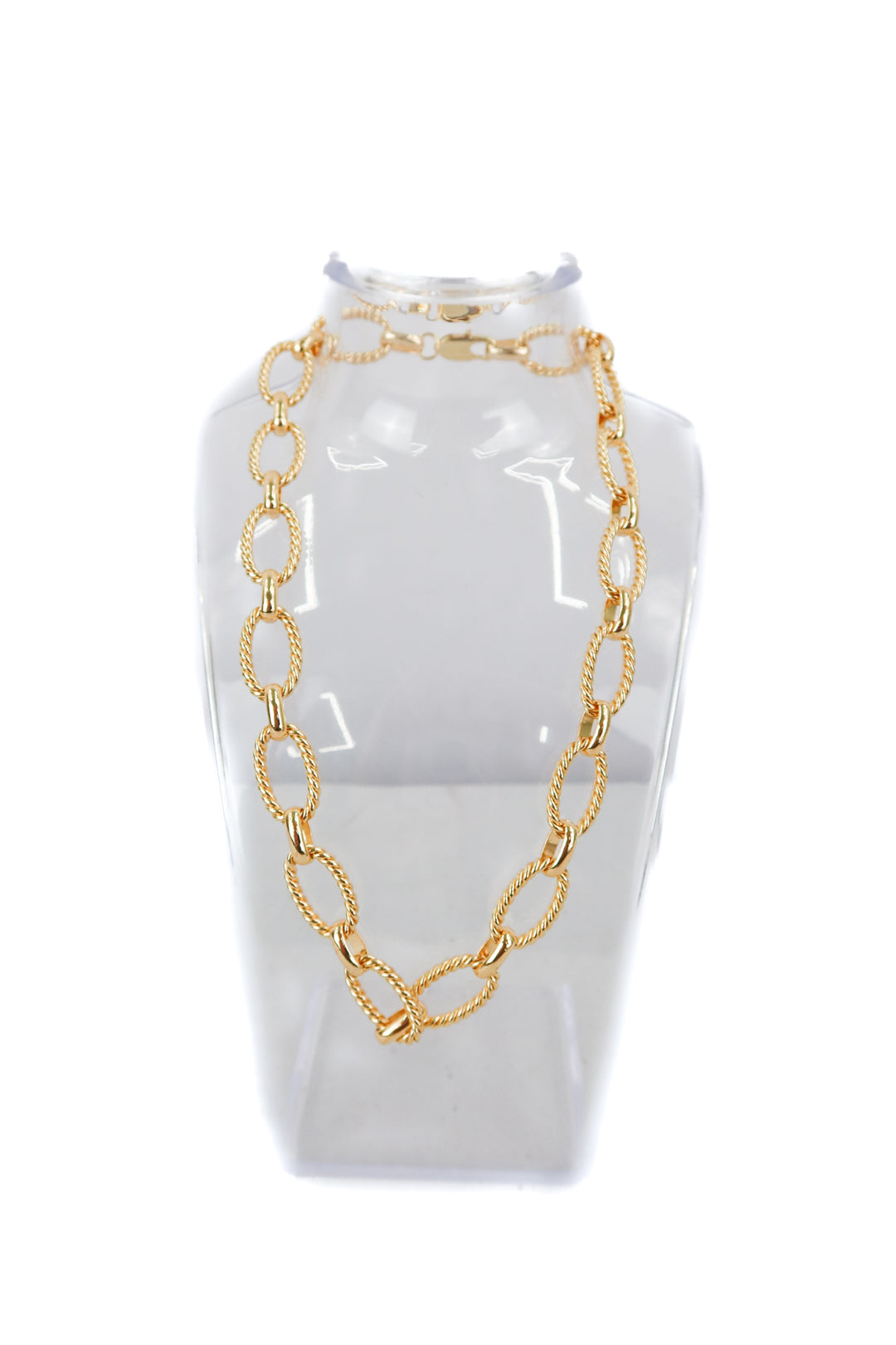 gold chunky chain link rope detail necklace