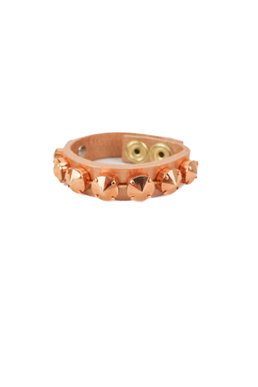 rose gold studded leather thin cuff bracelet