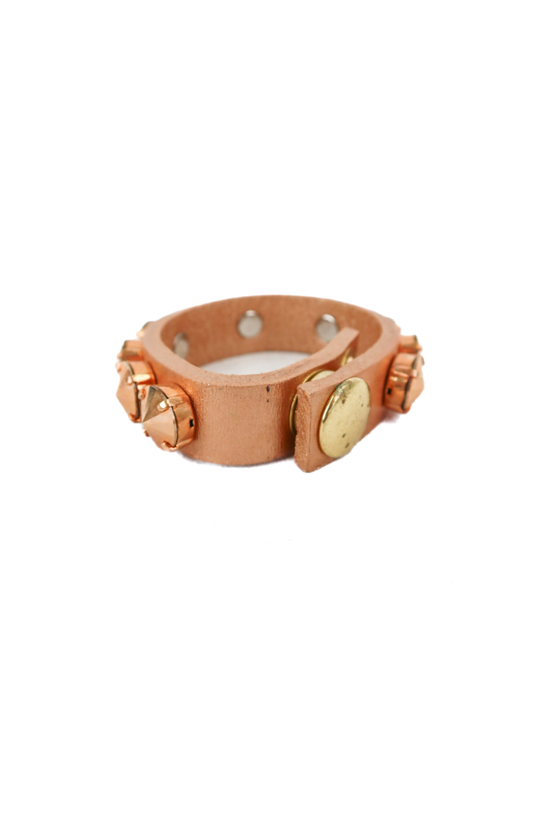 rose gold studded leather thin cuff bracelet
