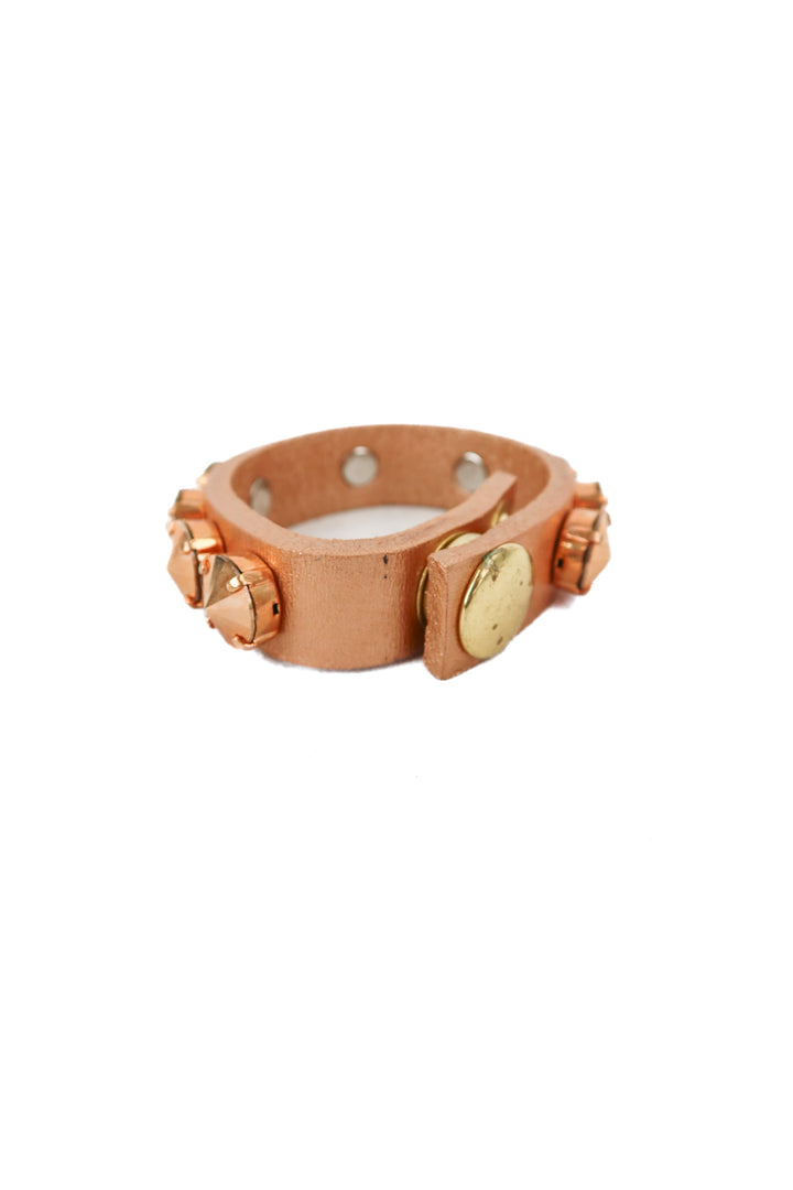 rose gold studded leather thin cuff bracelet
