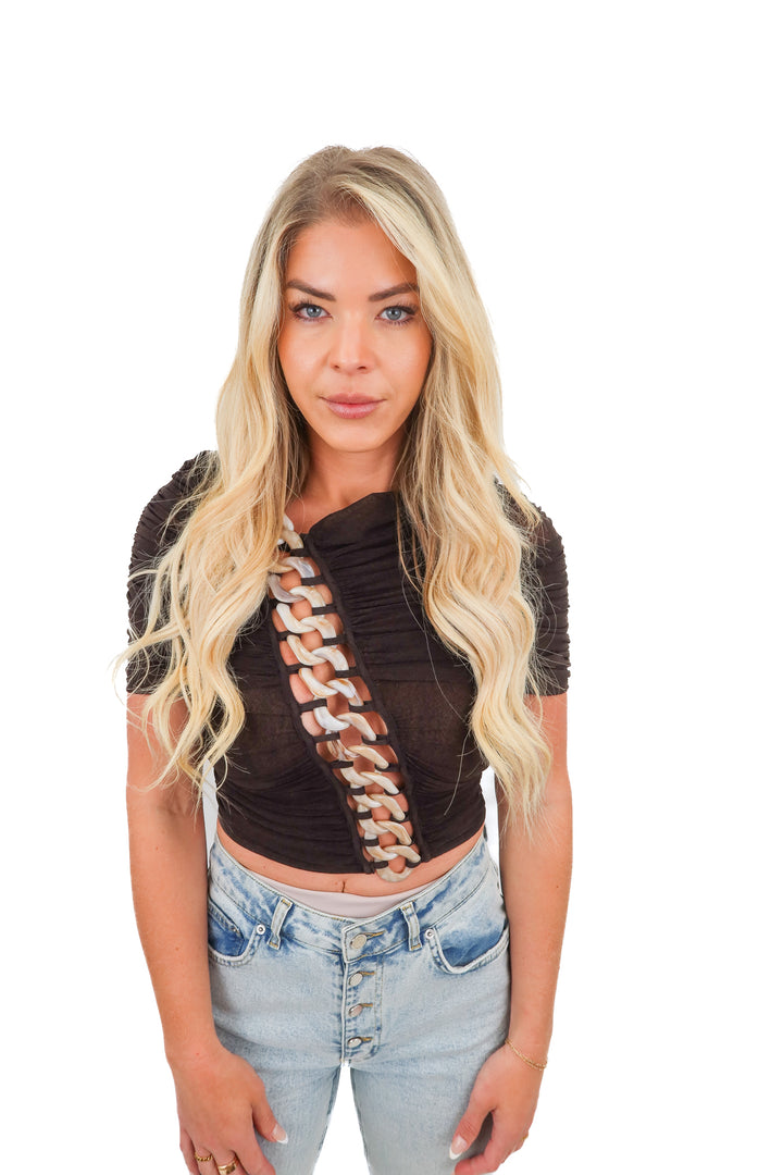 L'academie ruched beaded top (S)