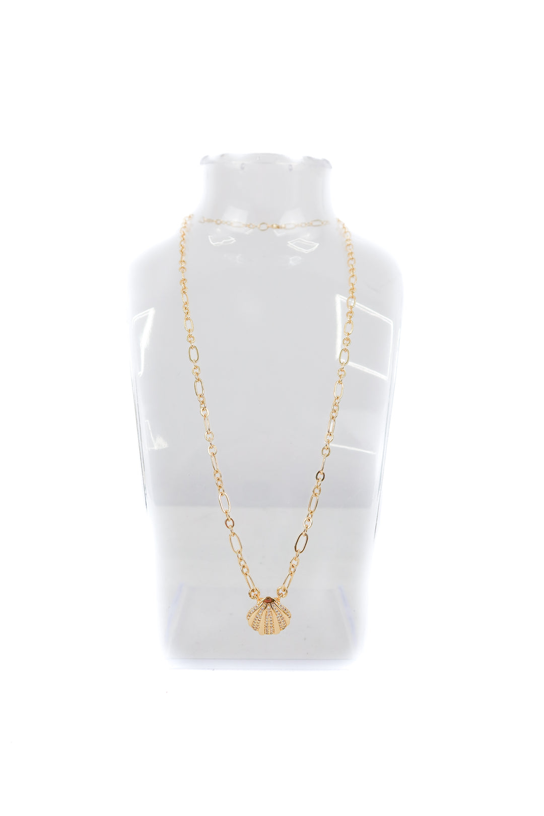 sparkling shell gold necklace