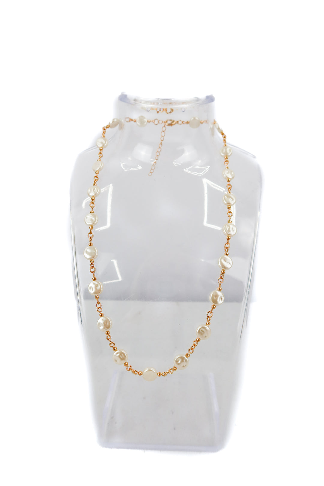 gold coin pearl bead necklace (16 in)