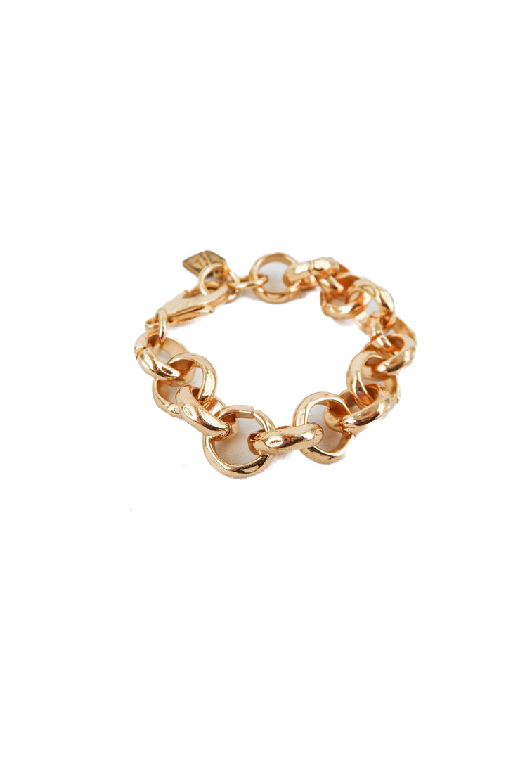 gold chunky circle chain link bracelet
