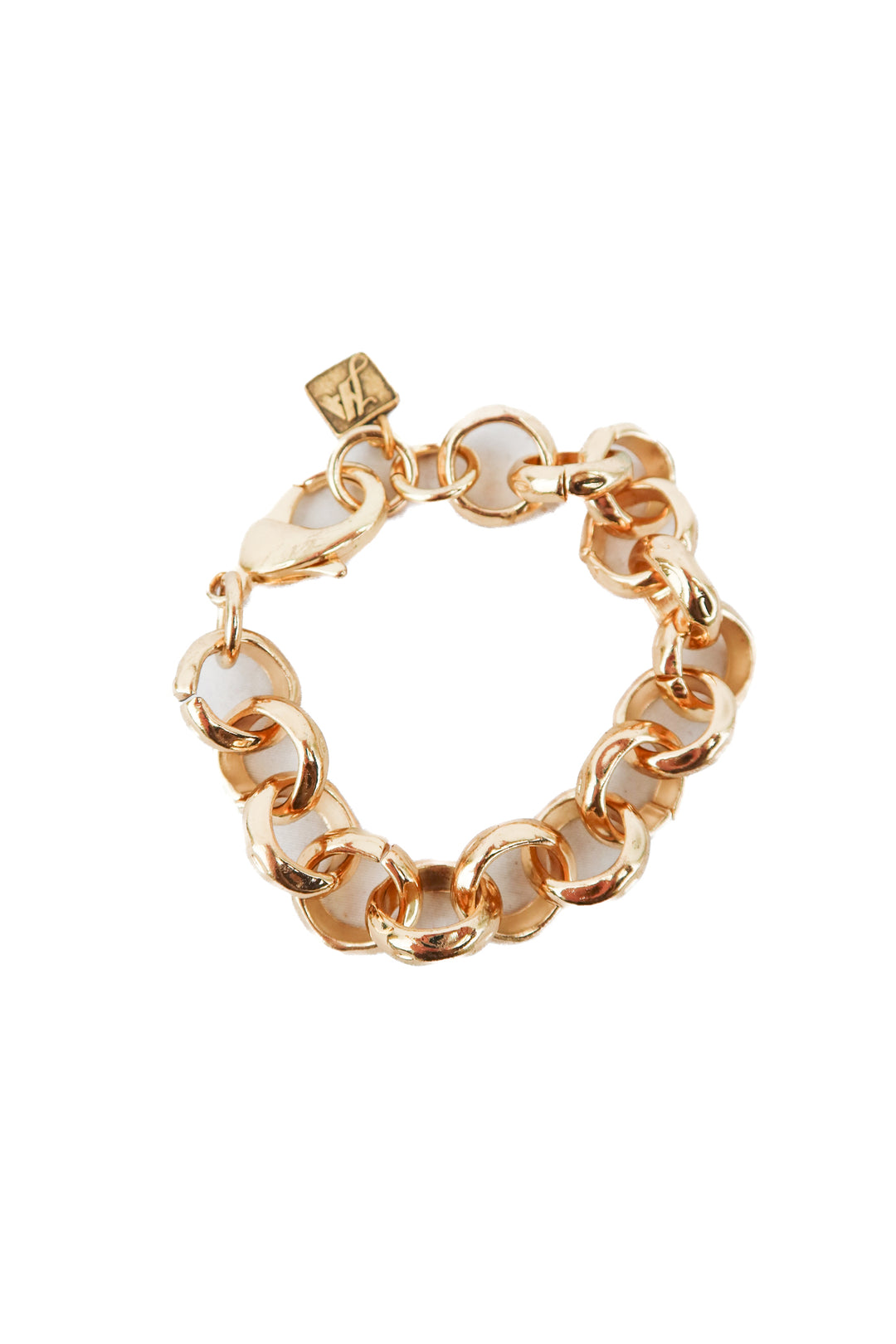 gold chunky circle chain link bracelet