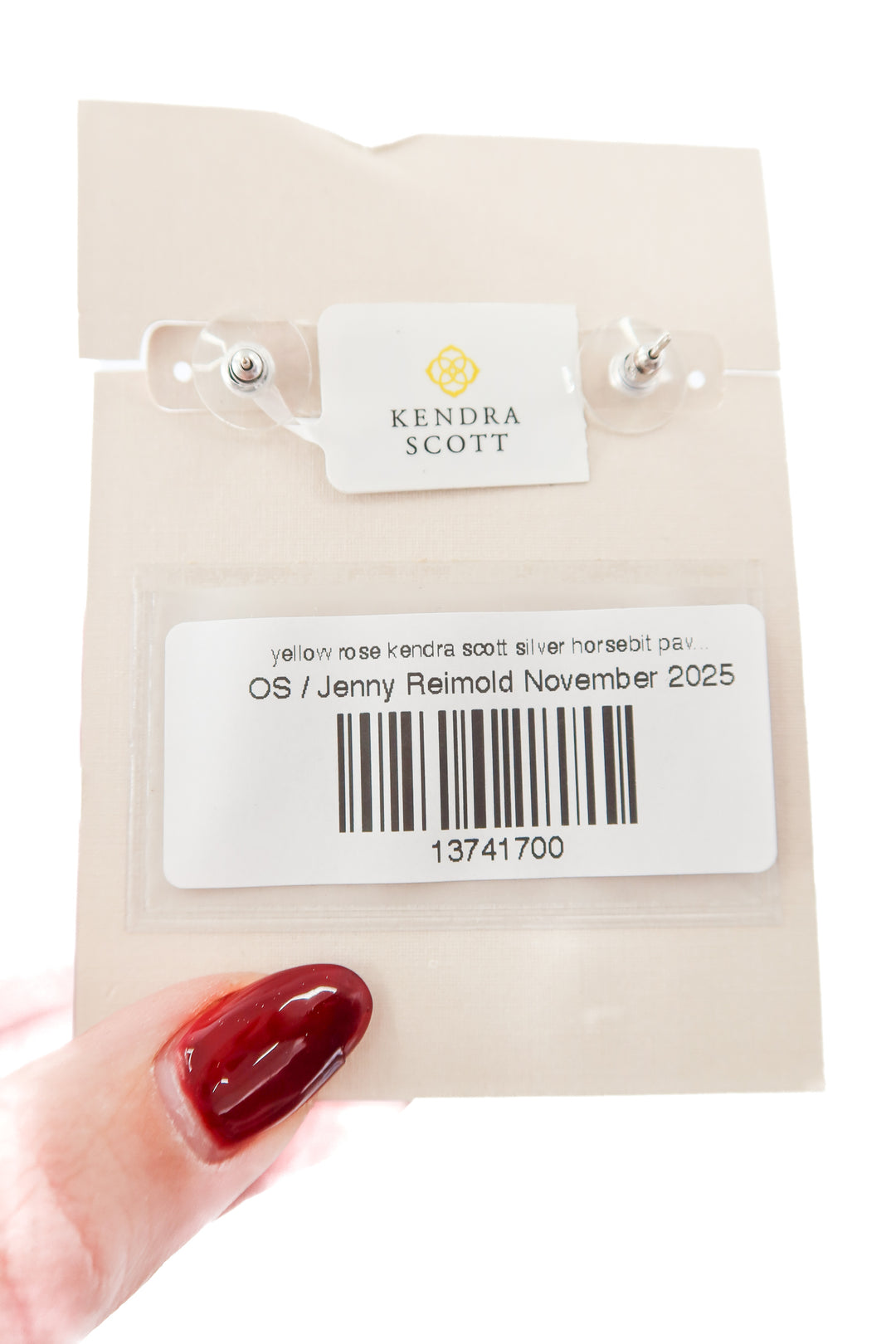 yellow rose kendra scott silver horsebit pave earrings (NWT)