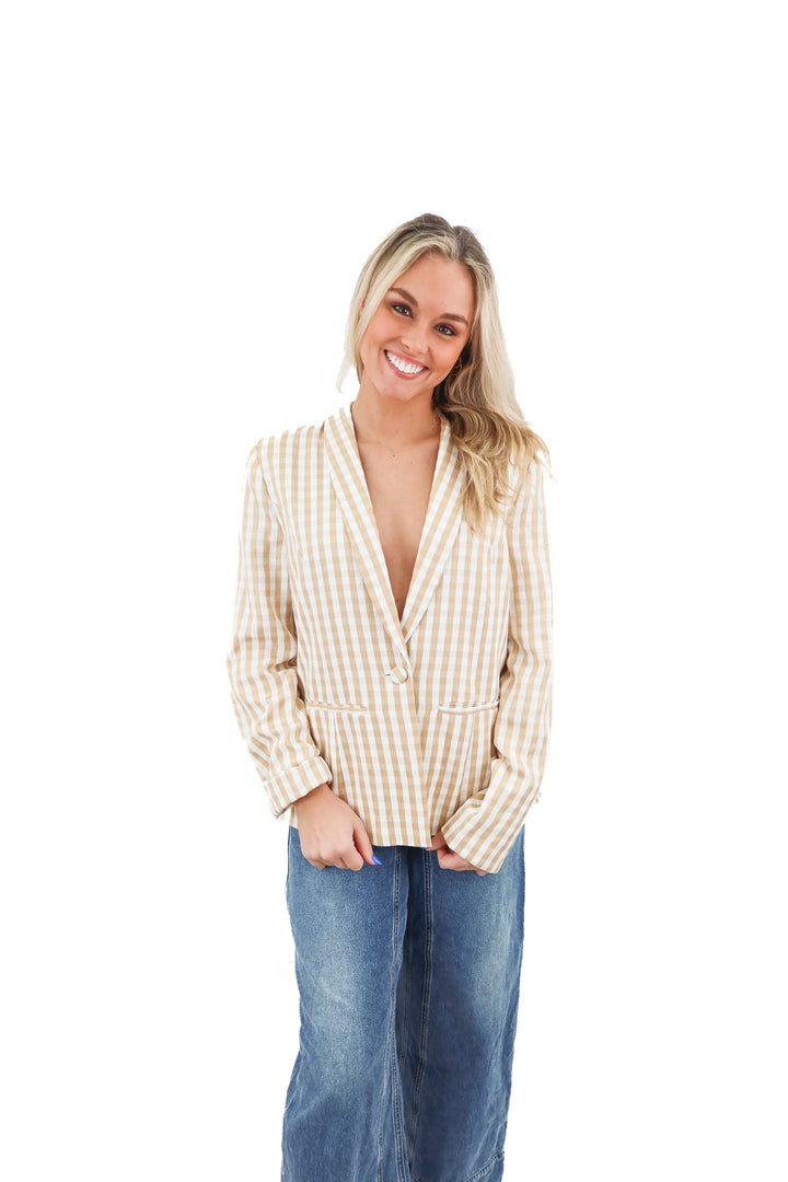 majorelle tan plaid blazer (s; retail $218)