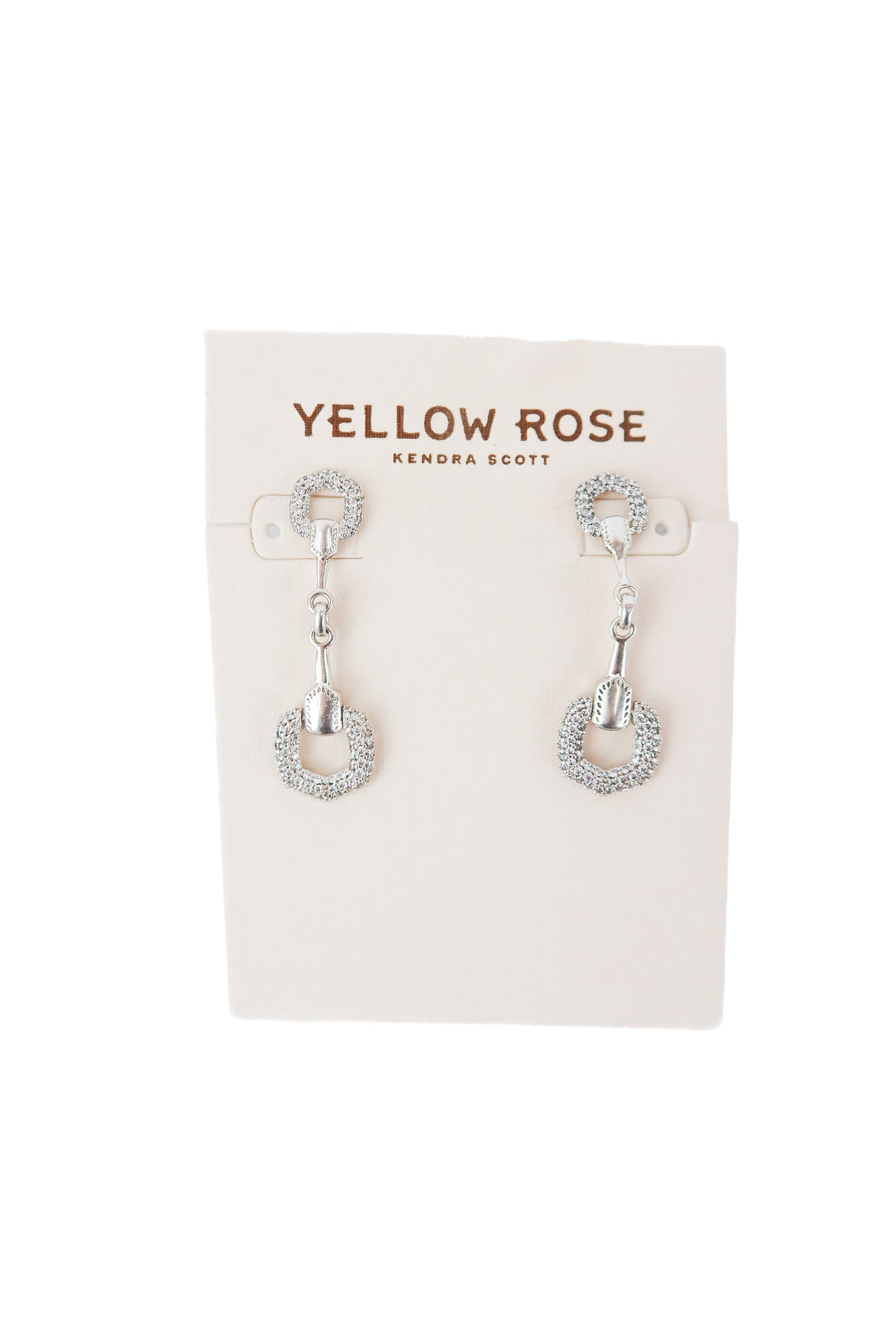 yellow rose kendra scott silver horsebit pave earrings (NWT)