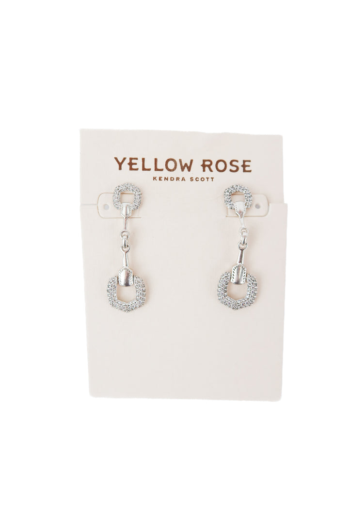 yellow rose kendra scott silver horsebit pave earrings (NWT)