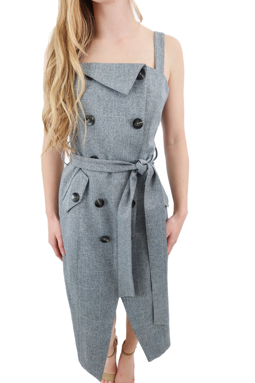 j.ing grey plaid midi dress NWT (s; retail $65)