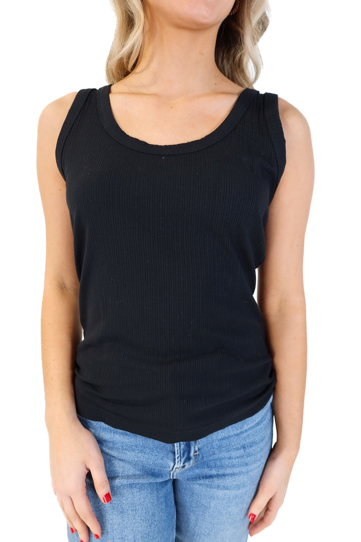 Spanx Black Ribbed Tank (S; retails for $58)