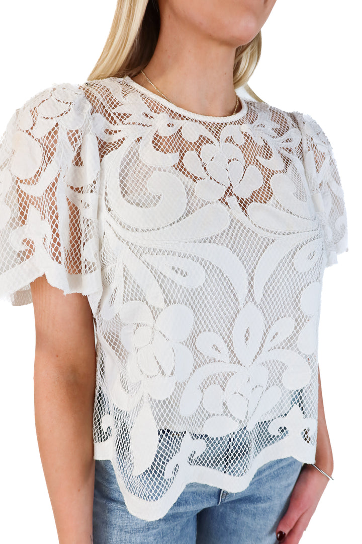 Anthropologie White Floral Blouse (XS; retail $68)