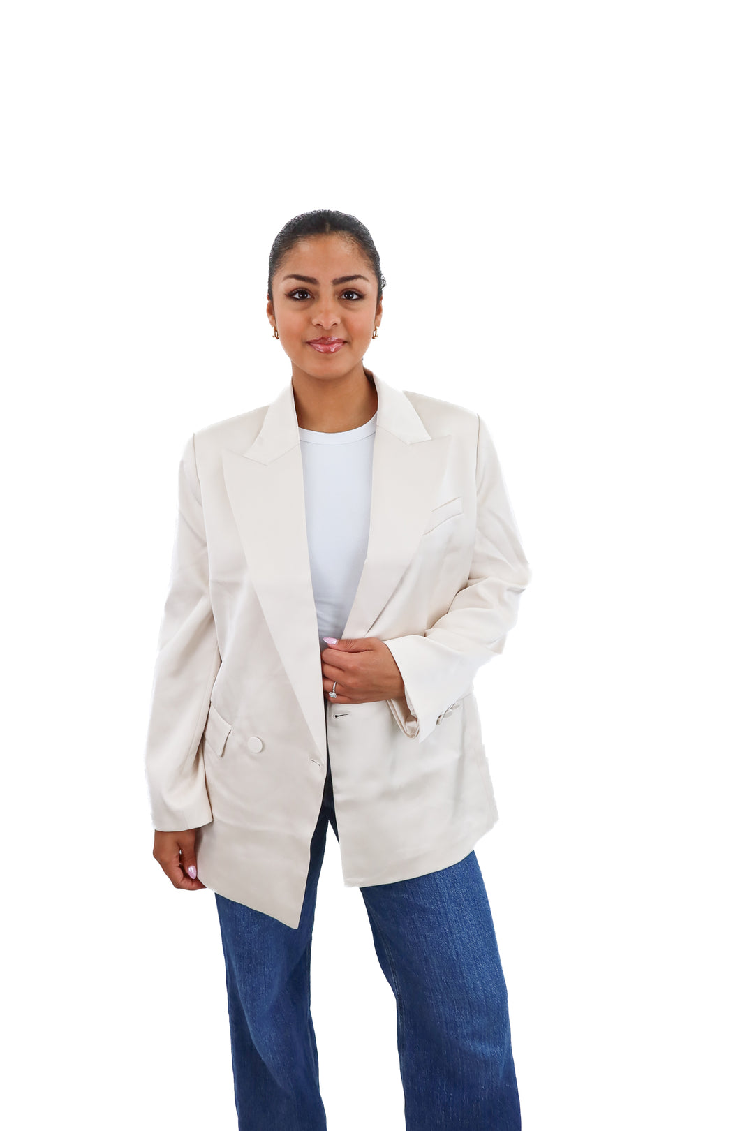 dynamite pearl satin noa blazer nwt (s/m; retail $120)