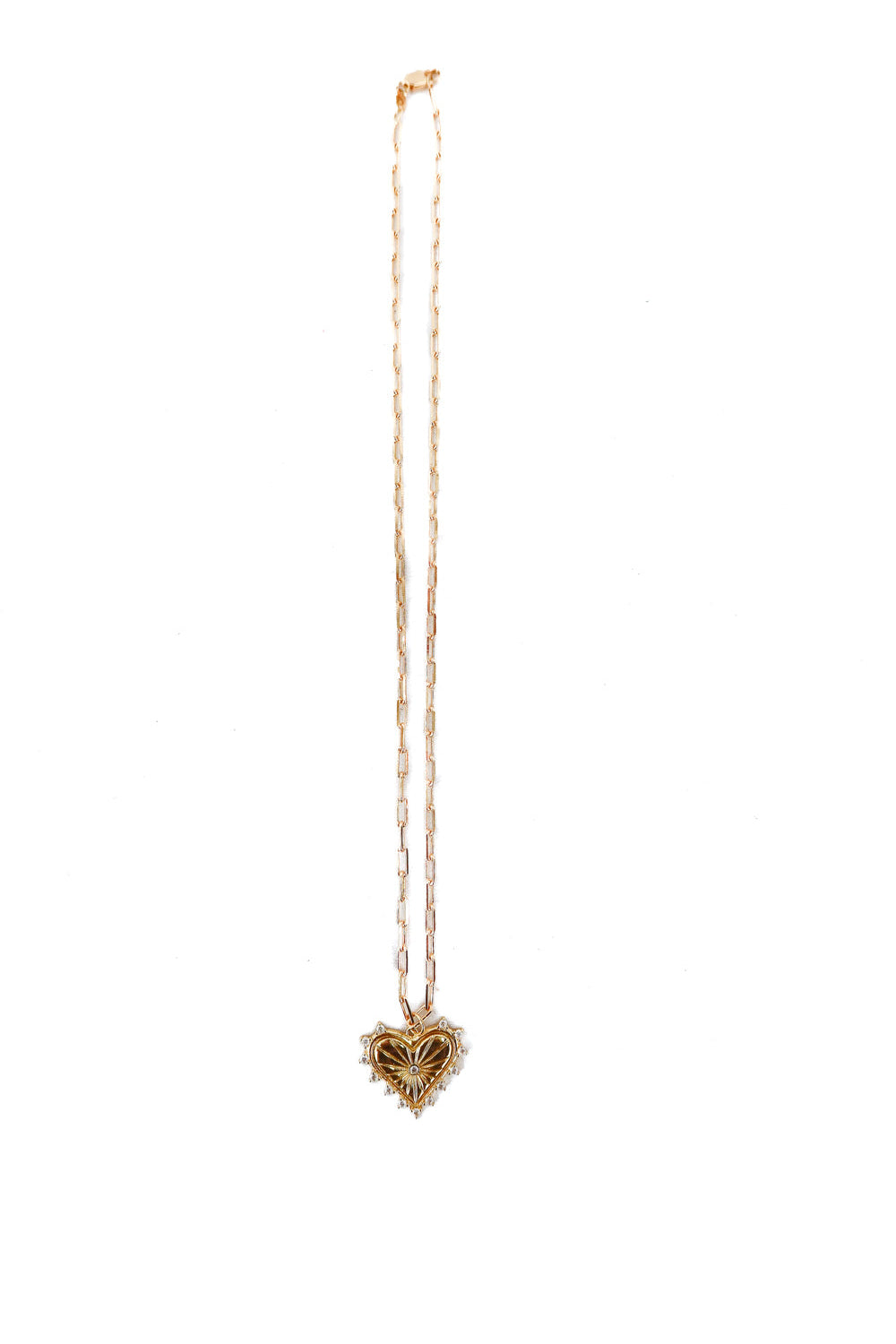 gold filled 18k crystal heart necklace