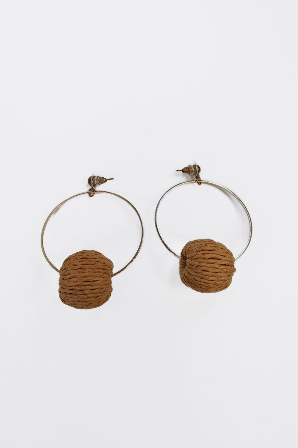 Rattan ball hoop earrings
