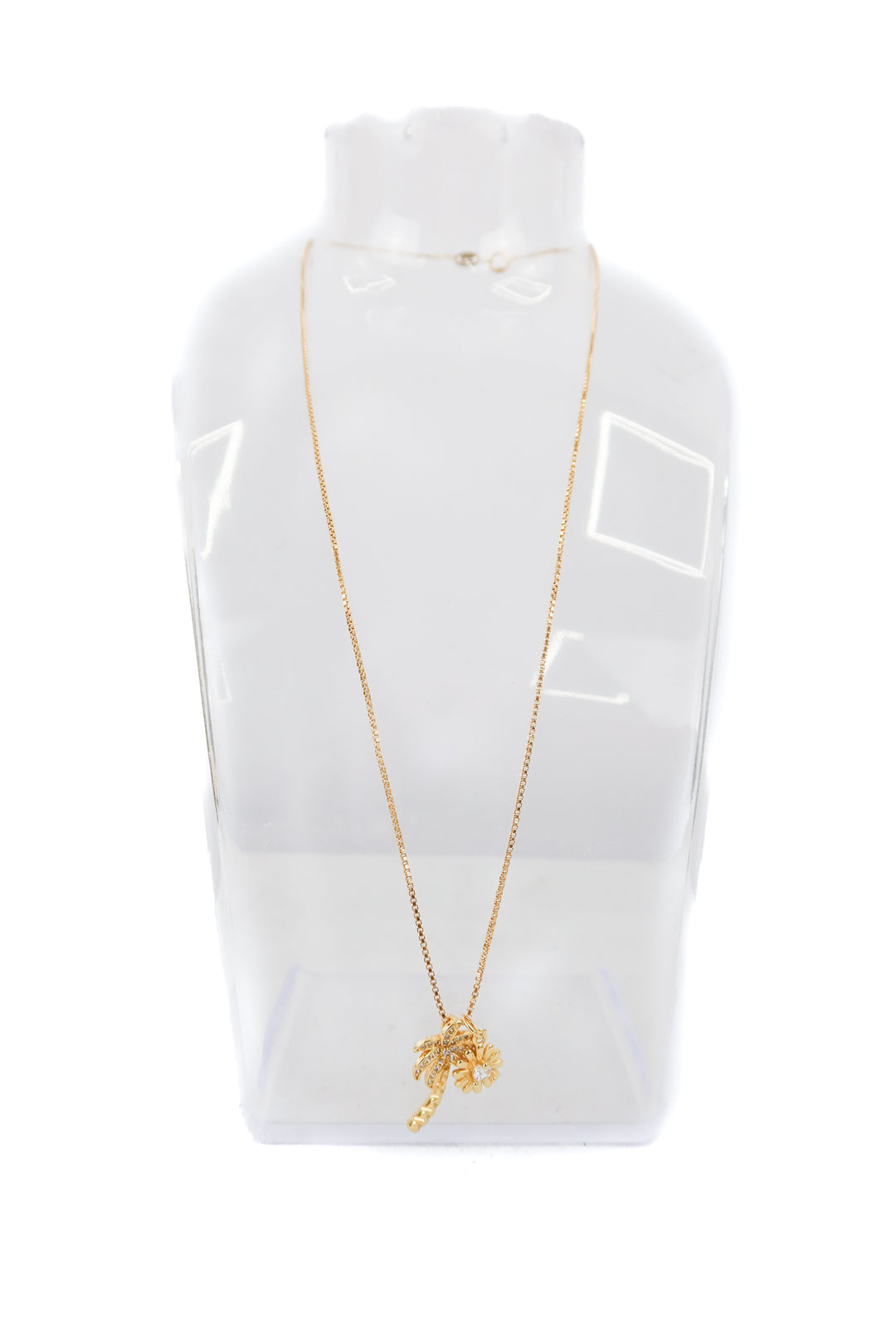 gold filled 18k palm and flower necklace