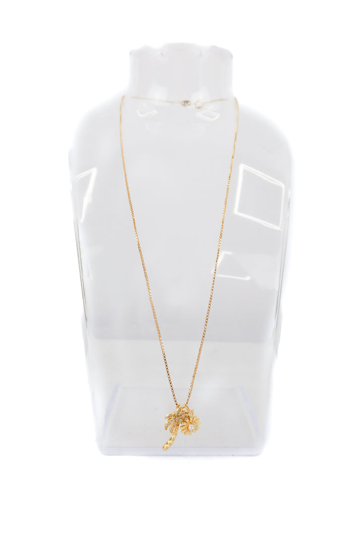 gold filled 18k palm and flower necklace
