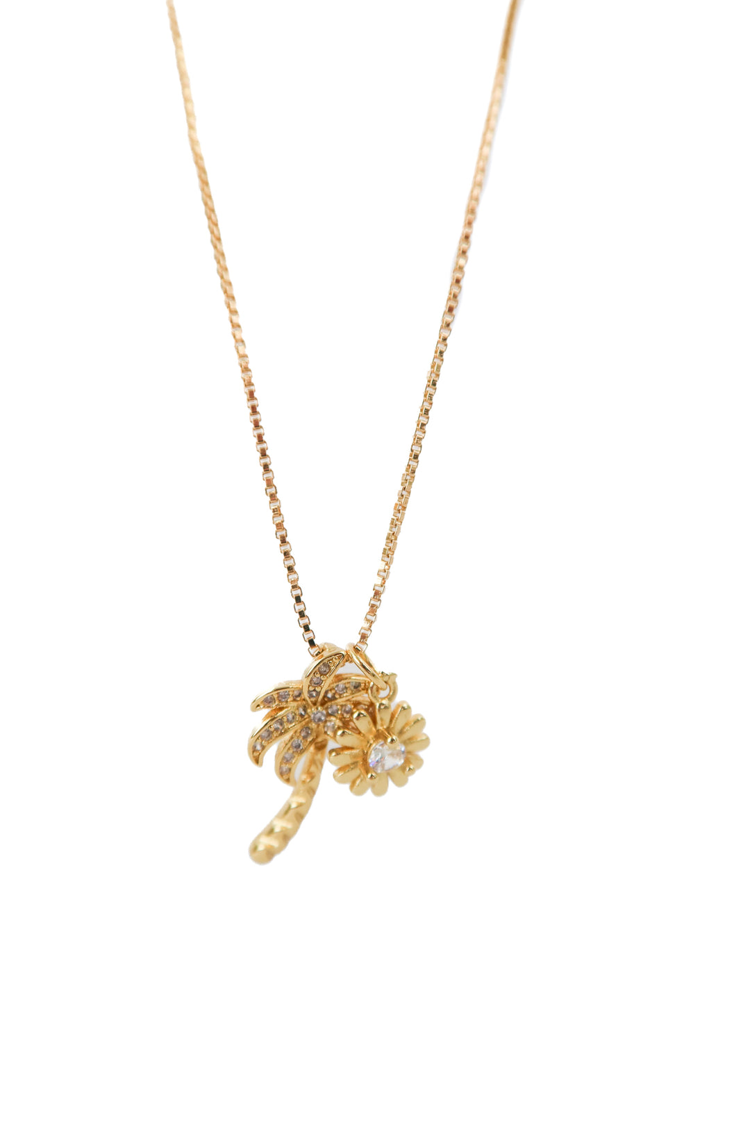gold filled 18k palm and flower necklace