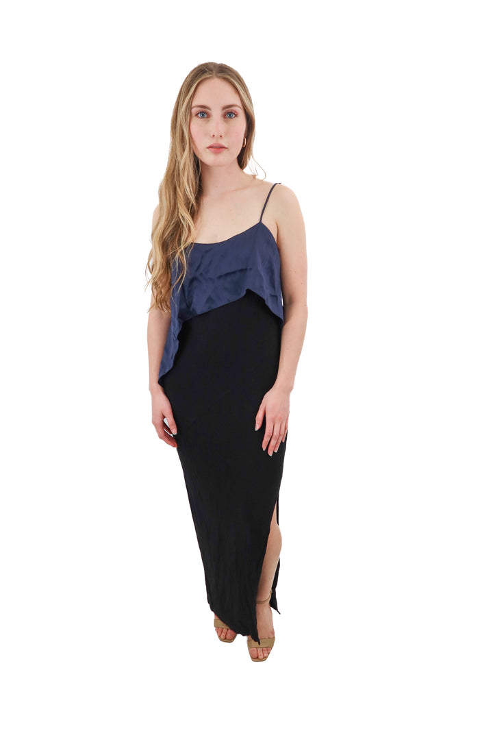elizabeth and james black/navy maxi dress (s)