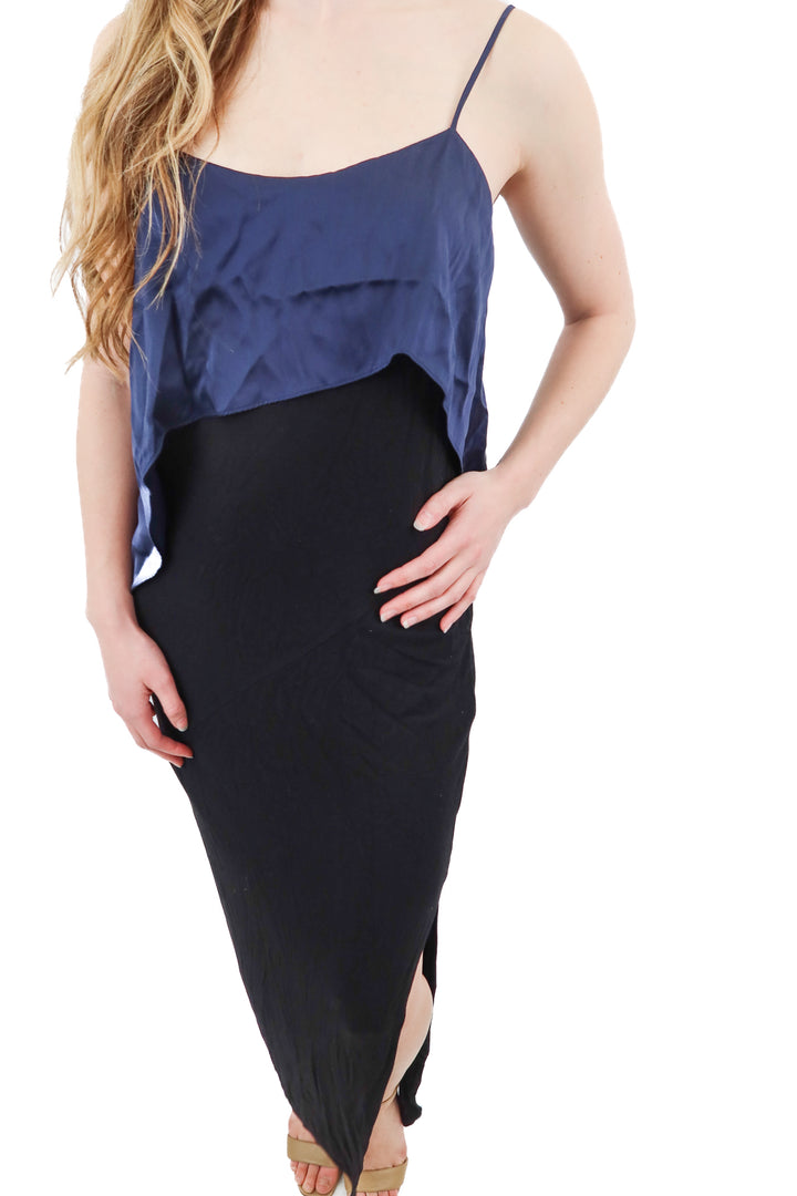 elizabeth and james black/navy maxi dress (s)