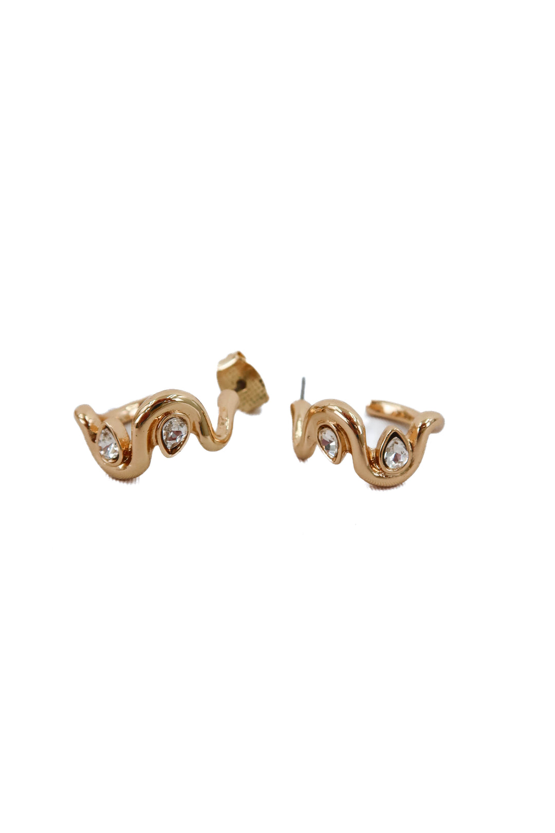 gold zig zag hoop earrings
