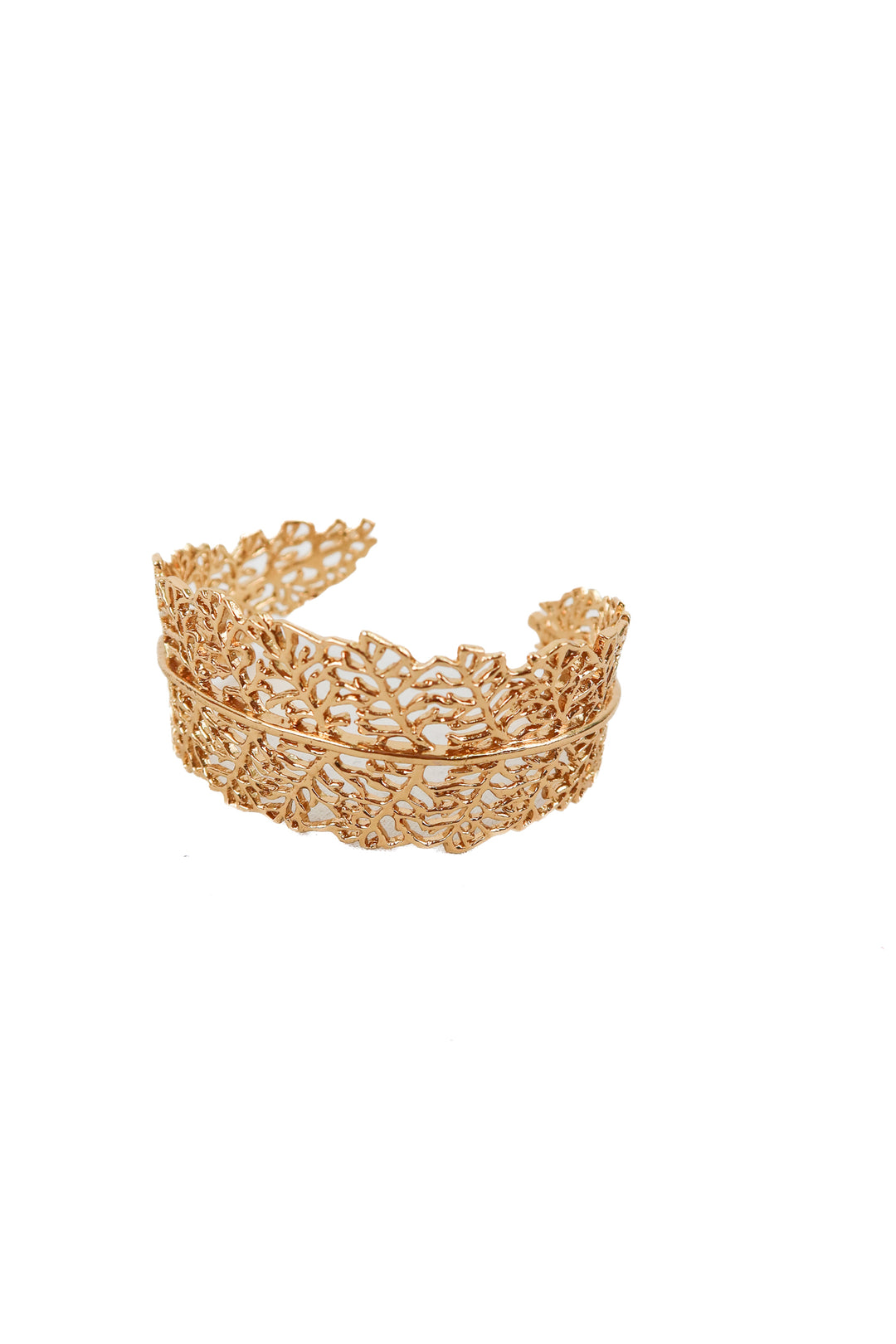 gold textured leaf foil cuff bracelet