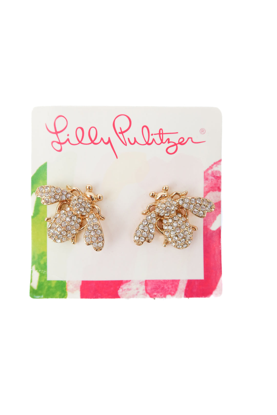 lilly pulitzer bee-utiful crystal gold earrings NWT