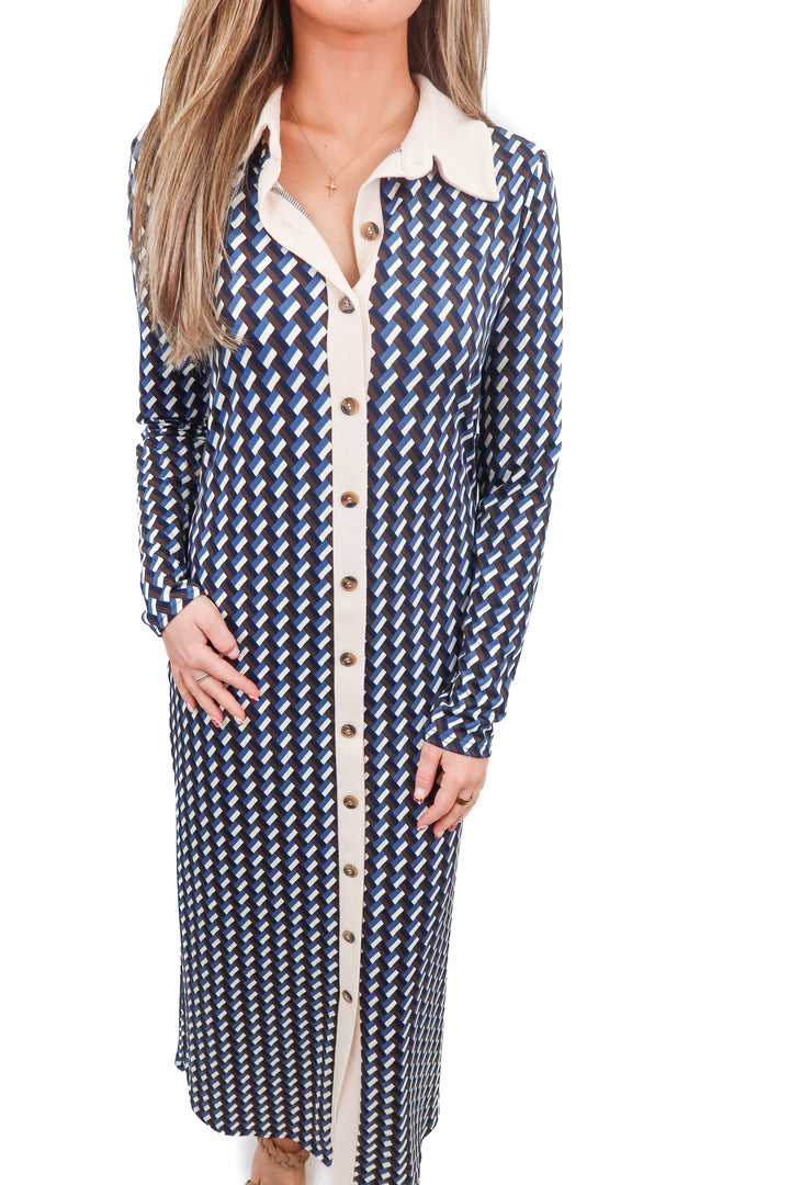 Melloday patterned long stretchy dress NWT (S; retail $138)