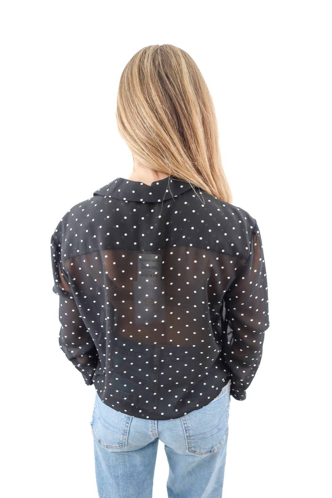 wayf black polka dot top NWT (s; retail $69)