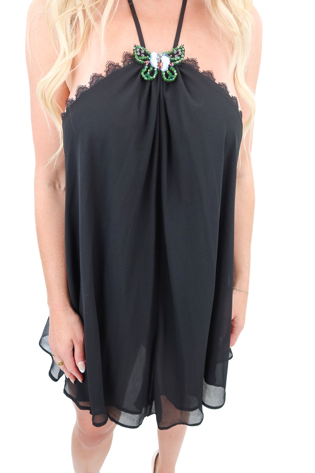 lovers and friends black butterfly detail dress NWT (xs; retail $188)