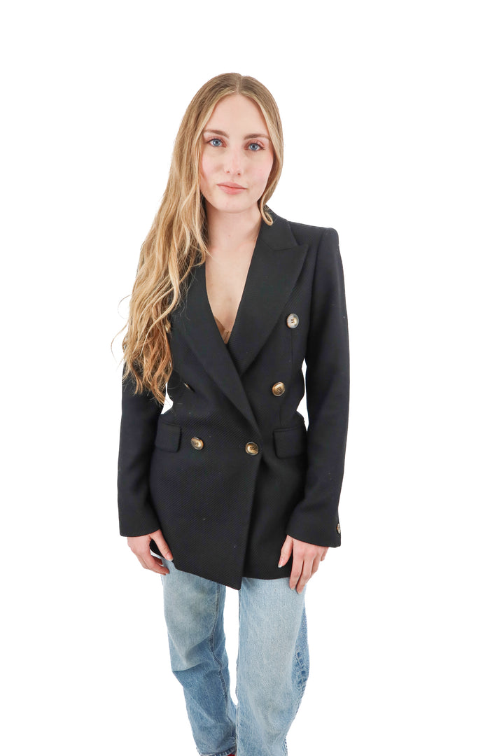 reiss black double breasted blazer (s; retail $495)