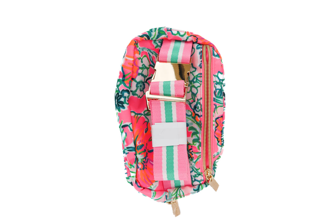 lilly pulitzer pink floral belt bag