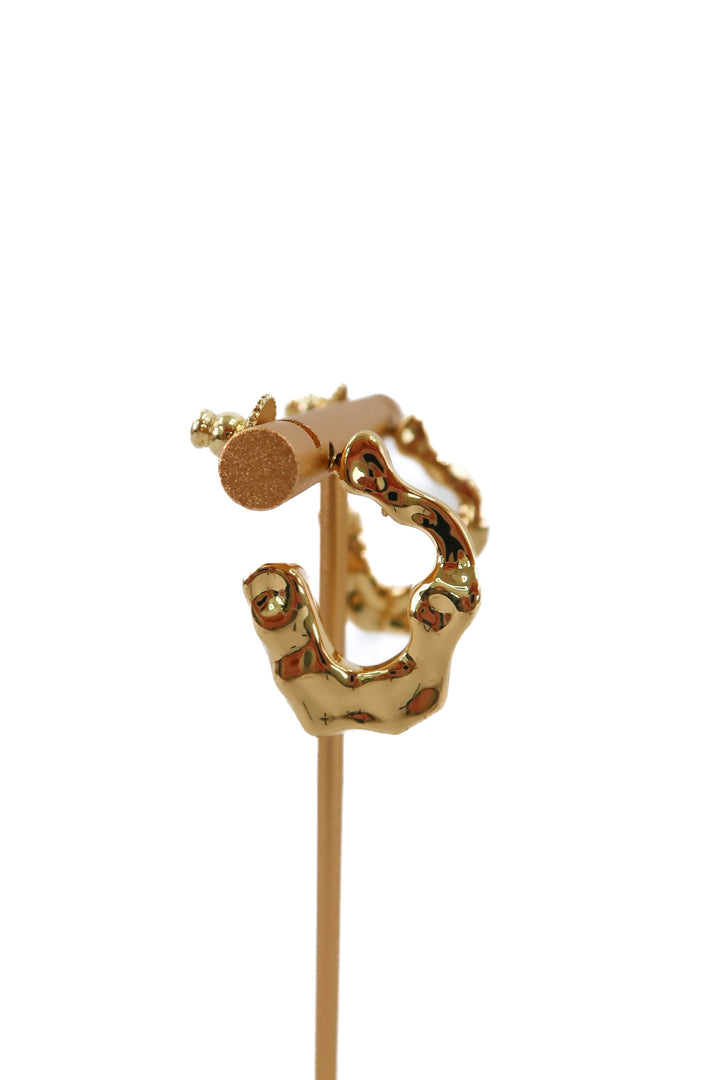 gold textured hoop earrings