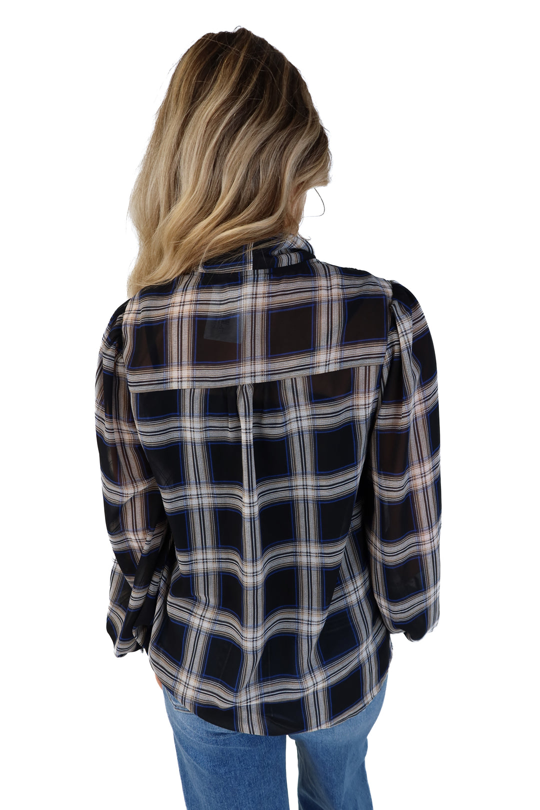 Vici black plaid sheer top (s; retails for $58)
