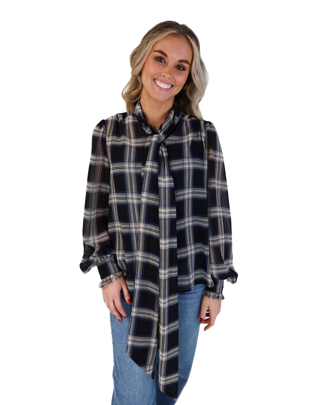 Vici black plaid sheer top (s; retails for $58)