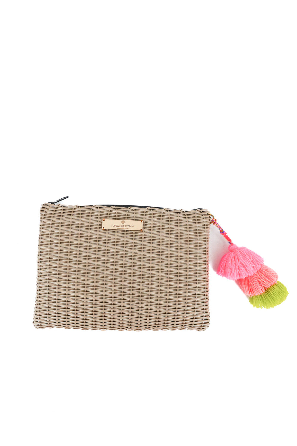 squeeze de citron taupe weave cay bag (retail $98)