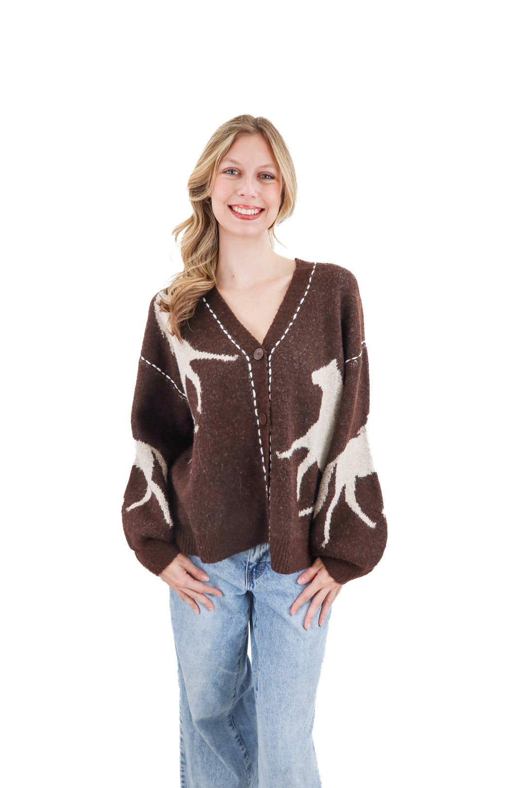 illa illa brown horse cardigan (m; retail $49)